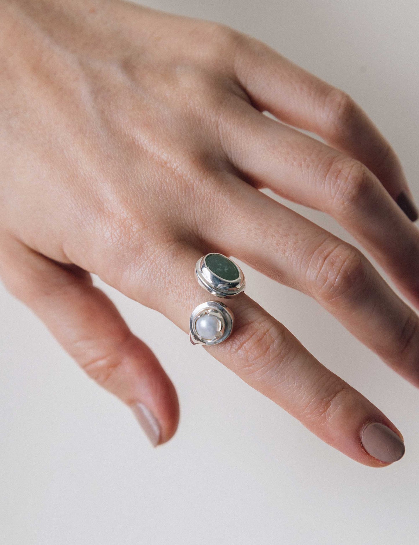 Anillo Lado Revés Crisoprasa